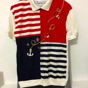 Vintage Embroidered Shoulder Padded Shirt